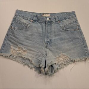 We The Free Washed Light Blue Distressed Denim Cutoff Shorts